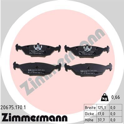 Bremsbelagsatz, Scheibenbremse Hinterachse Zimmermann 20675.170.1 von Zimmermann