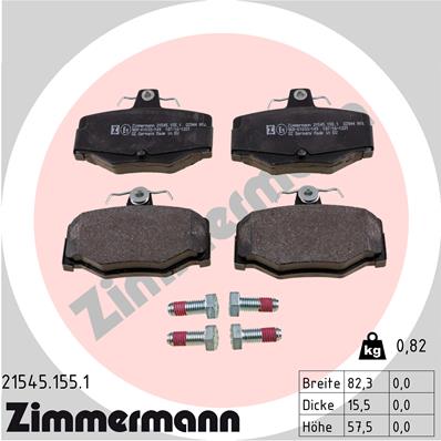 Bremsbelagsatz, Scheibenbremse Hinterachse Zimmermann 21545.155.1 Bremsbelagsatz, Scheibenbremse Hinterachse Zimmermann 21545.155.1 von Zimmermann