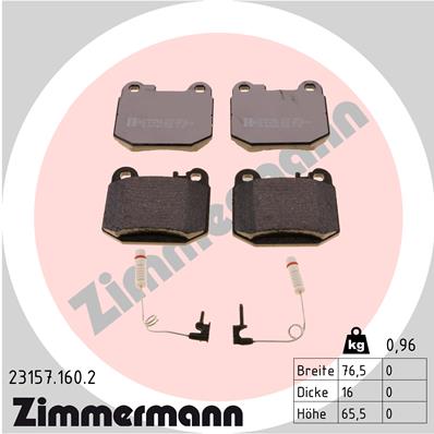 Bremsbelagsatz, Scheibenbremse Hinterachse Zimmermann 23157.160.2 von Zimmermann