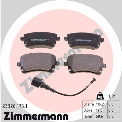 Bremsbelagsatz, Scheibenbremse Hinterachse Zimmermann 23326.175.1 Bremsbelagsatz, Scheibenbremse Hinterachse Zimmermann 23326.175.1 von Zimmermann