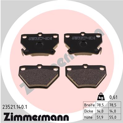 Bremsbelagsatz, Scheibenbremse Hinterachse Zimmermann 23521.140.1 von Zimmermann