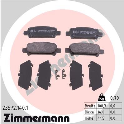 Bremsbelagsatz, Scheibenbremse Hinterachse Zimmermann 23572.140.1 von Zimmermann