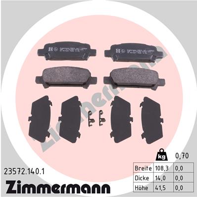 Bremsbelagsatz, Scheibenbremse Hinterachse Zimmermann 23572.140.1 Bremsbelagsatz, Scheibenbremse Hinterachse Zimmermann 23572.140.1 von Zimmermann