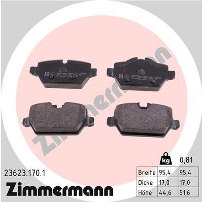 Bremsbelagsatz, Scheibenbremse Hinterachse Zimmermann 23623.170.1 von Zimmermann
