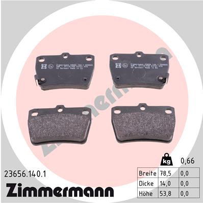 Bremsbelagsatz, Scheibenbremse Hinterachse Zimmermann 23656.140.1 von Zimmermann