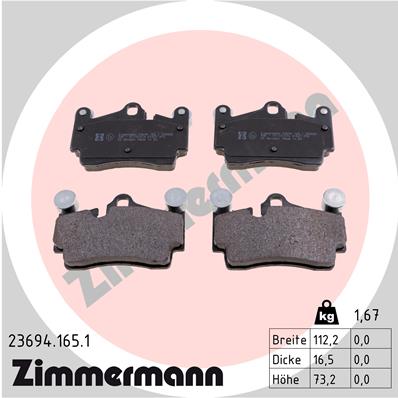 Bremsbelagsatz, Scheibenbremse Hinterachse Zimmermann 23694.165.1 Bremsbelagsatz, Scheibenbremse Hinterachse Zimmermann 23694.165.1 von Zimmermann