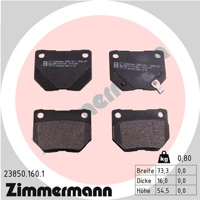 Bremsbelagsatz, Scheibenbremse Hinterachse Zimmermann 23850.160.1 von Zimmermann