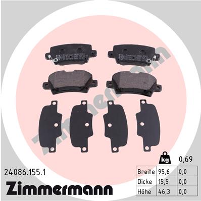 Bremsbelagsatz, Scheibenbremse Hinterachse Zimmermann 24086.155.1 von Zimmermann