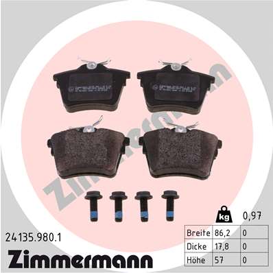 Bremsbelagsatz, Scheibenbremse Hinterachse Zimmermann 24135.980.1 Bremsbelagsatz, Scheibenbremse Hinterachse Zimmermann 24135.980.1 von Zimmermann