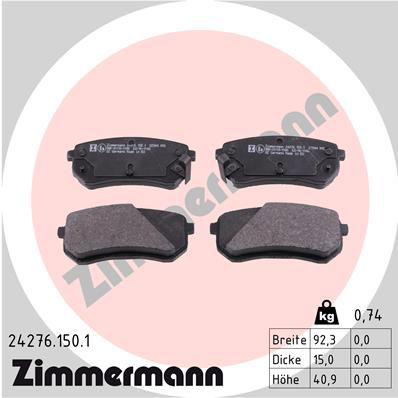 Bremsbelagsatz, Scheibenbremse Hinterachse Zimmermann 24276.150.1 von Zimmermann