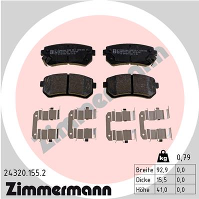 Bremsbelagsatz, Scheibenbremse Hinterachse Zimmermann 24320.155.2 Bremsbelagsatz, Scheibenbremse Hinterachse Zimmermann 24320.155.2 von Zimmermann