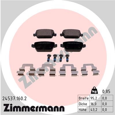 Bremsbelagsatz, Scheibenbremse Hinterachse Zimmermann 24537.160.2 Bremsbelagsatz, Scheibenbremse Hinterachse Zimmermann 24537.160.2 von Zimmermann