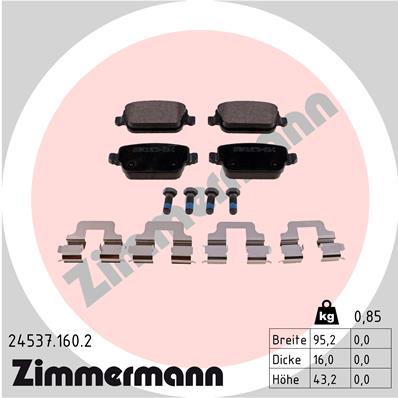 Bremsbelagsatz, Scheibenbremse Hinterachse Zimmermann 24537.160.2 von Zimmermann