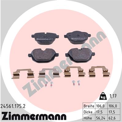 Bremsbelagsatz, Scheibenbremse Hinterachse Zimmermann 24561.175.2 Bremsbelagsatz, Scheibenbremse Hinterachse Zimmermann 24561.175.2 von Zimmermann