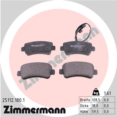 Bremsbelagsatz, Scheibenbremse Hinterachse Zimmermann 25112.180.1 Bremsbelagsatz, Scheibenbremse Hinterachse Zimmermann 25112.180.1 von Zimmermann
