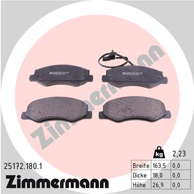 Bremsbelagsatz, Scheibenbremse Hinterachse Zimmermann 25172.180.1 von Zimmermann