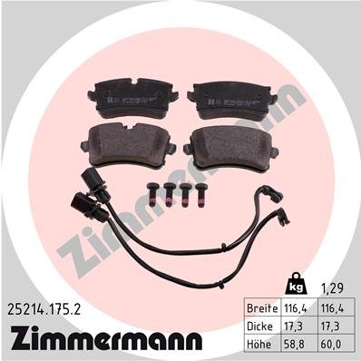 Bremsbelagsatz, Scheibenbremse Hinterachse Zimmermann 25214.175.2 von Zimmermann