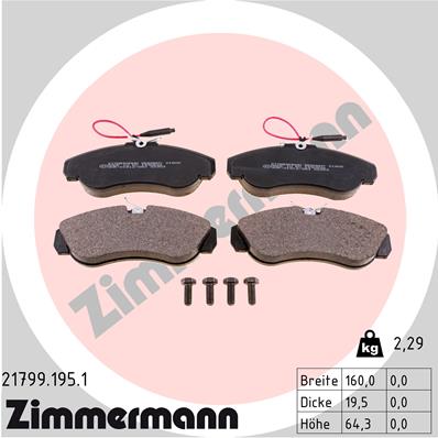 Bremsbelagsatz, Scheibenbremse Vorderachse Zimmermann 21799.195.1 von Zimmermann