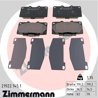 Bremsbelagsatz, Scheibenbremse Vorderachse Zimmermann 21922.145.1 Bremsbelagsatz, Scheibenbremse Vorderachse Zimmermann 21922.145.1 von Zimmermann