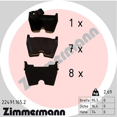 Bremsbelagsatz, Scheibenbremse Vorderachse Zimmermann 22491.165.2 Bremsbelagsatz, Scheibenbremse Vorderachse Zimmermann 22491.165.2 von Zimmermann