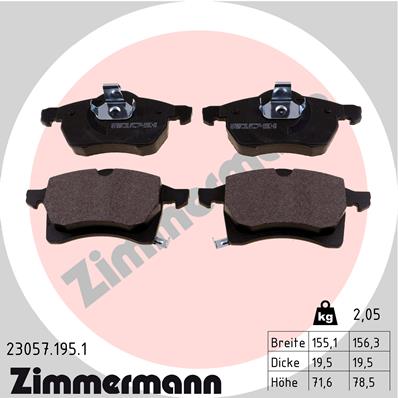 Bremsbelagsatz, Scheibenbremse Vorderachse Zimmermann 23057.195.1 Bremsbelagsatz, Scheibenbremse Vorderachse Zimmermann 23057.195.1 von Zimmermann
