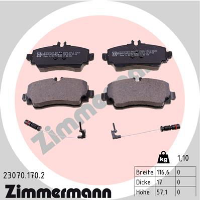 Bremsbelagsatz, Scheibenbremse Vorderachse Zimmermann 23070.170.2 von Zimmermann