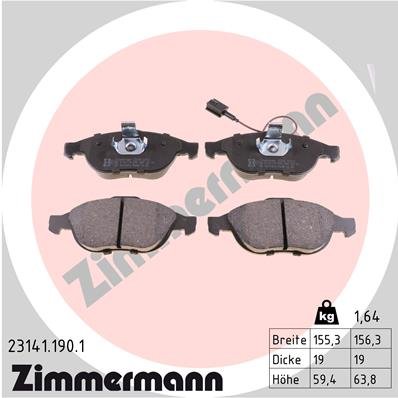 Bremsbelagsatz, Scheibenbremse Vorderachse Zimmermann 23141.190.1 von Zimmermann