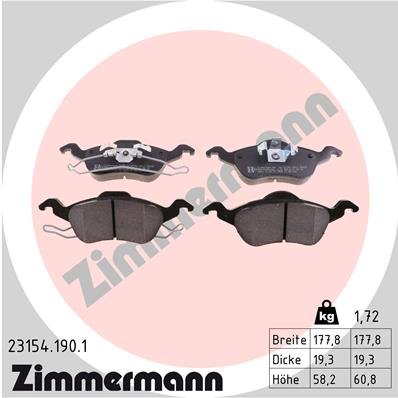 Bremsbelagsatz, Scheibenbremse Vorderachse Zimmermann 23154.190.1 von Zimmermann