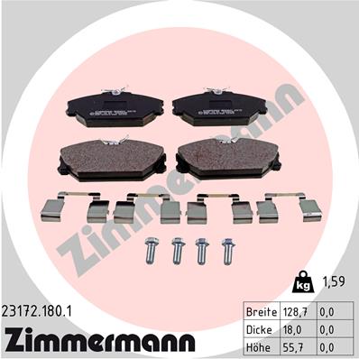 Bremsbelagsatz, Scheibenbremse Vorderachse Zimmermann 23172.180.1 Bremsbelagsatz, Scheibenbremse Vorderachse Zimmermann 23172.180.1 von Zimmermann