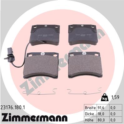 Bremsbelagsatz, Scheibenbremse Vorderachse Zimmermann 23176.180.1 Bremsbelagsatz, Scheibenbremse Vorderachse Zimmermann 23176.180.1 von Zimmermann