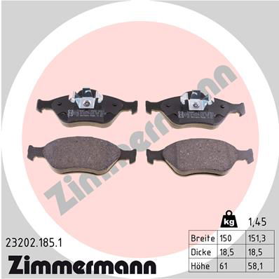 Bremsbelagsatz, Scheibenbremse Vorderachse Zimmermann 23202.185.1 von Zimmermann