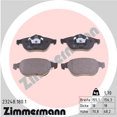 Bremsbelagsatz, Scheibenbremse Vorderachse Zimmermann 23248.180.1 Bremsbelagsatz, Scheibenbremse Vorderachse Zimmermann 23248.180.1 von Zimmermann