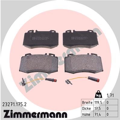 Bremsbelagsatz, Scheibenbremse Vorderachse Zimmermann 23271.175.2 von Zimmermann