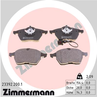 Bremsbelagsatz, Scheibenbremse Vorderachse Zimmermann 23392.200.1 Bremsbelagsatz, Scheibenbremse Vorderachse Zimmermann 23392.200.1 von Zimmermann