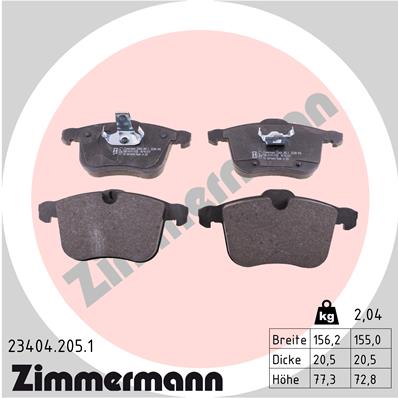 Bremsbelagsatz, Scheibenbremse Vorderachse Zimmermann 23404.205.1 Bremsbelagsatz, Scheibenbremse Vorderachse Zimmermann 23404.205.1 von Zimmermann
