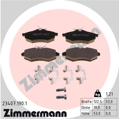 Bremsbelagsatz, Scheibenbremse Vorderachse Zimmermann 23407.190.1 von Zimmermann