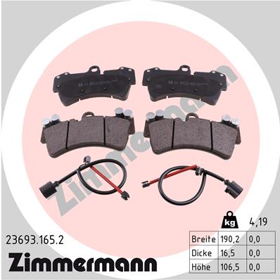 Bremsbelagsatz, Scheibenbremse Vorderachse Zimmermann 23693.165.2 Bremsbelagsatz, Scheibenbremse Vorderachse Zimmermann 23693.165.2 von Zimmermann