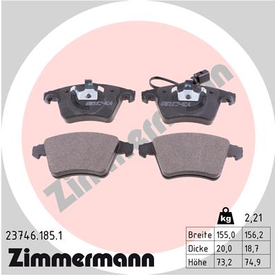 Bremsbelagsatz, Scheibenbremse Vorderachse Zimmermann 23746.185.1 Bremsbelagsatz, Scheibenbremse Vorderachse Zimmermann 23746.185.1 von Zimmermann