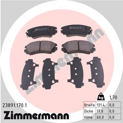 Bremsbelagsatz, Scheibenbremse Vorderachse Zimmermann 23891.170.1 Bremsbelagsatz, Scheibenbremse Vorderachse Zimmermann 23891.170.1 von Zimmermann