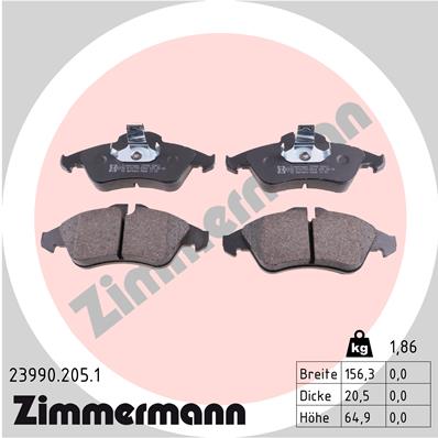 Bremsbelagsatz, Scheibenbremse Vorderachse Zimmermann 23990.205.1 Bremsbelagsatz, Scheibenbremse Vorderachse Zimmermann 23990.205.1 von Zimmermann