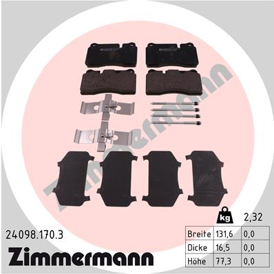 Bremsbelagsatz, Scheibenbremse Vorderachse Zimmermann 24098.170.3 von Zimmermann