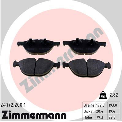 Bremsbelagsatz, Scheibenbremse Vorderachse Zimmermann 24172.200.1 von Zimmermann