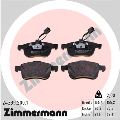 Bremsbelagsatz, Scheibenbremse Vorderachse Zimmermann 24339.200.1 von Zimmermann