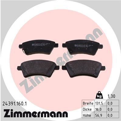 Bremsbelagsatz, Scheibenbremse Vorderachse Zimmermann 24391.160.1 von Zimmermann