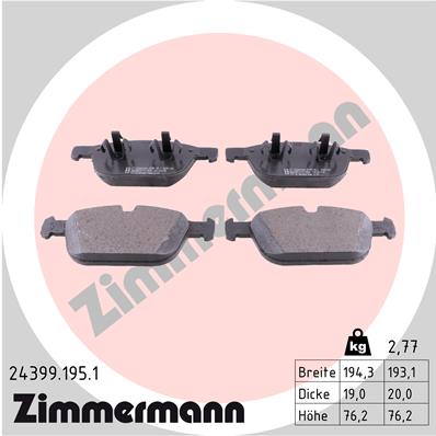 Bremsbelagsatz, Scheibenbremse Vorderachse Zimmermann 24399.195.1 Bremsbelagsatz, Scheibenbremse Vorderachse Zimmermann 24399.195.1 von Zimmermann