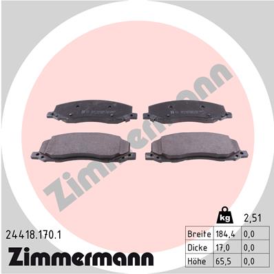 Bremsbelagsatz, Scheibenbremse Vorderachse Zimmermann 24418.170.1 Bremsbelagsatz, Scheibenbremse Vorderachse Zimmermann 24418.170.1 von Zimmermann