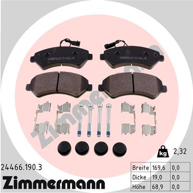 Bremsbelagsatz, Scheibenbremse Vorderachse Zimmermann 24466.190.3 von Zimmermann