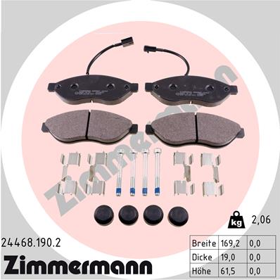 Bremsbelagsatz, Scheibenbremse Vorderachse Zimmermann 24468.190.2 Bremsbelagsatz, Scheibenbremse Vorderachse Zimmermann 24468.190.2 von Zimmermann