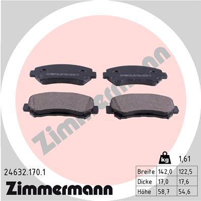 Bremsbelagsatz, Scheibenbremse Vorderachse Zimmermann 24632.170.1 von Zimmermann