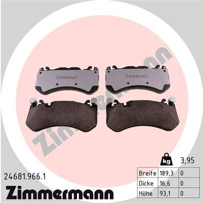 Bremsbelagsatz, Scheibenbremse Vorderachse Zimmermann 24681.966.1 von Zimmermann